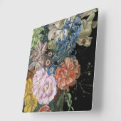 Horloge Carrée Floral baroque - Bouquet (Angle)