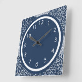 Horloge Carrée Floral bleu (Angle)