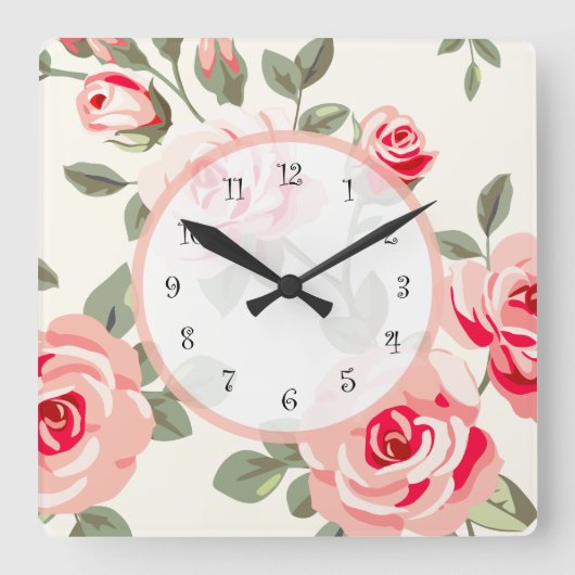 Horloge Carrée Floral Damask (Recto)
