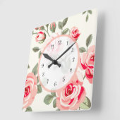 Horloge Carrée Floral Damask (Angle)