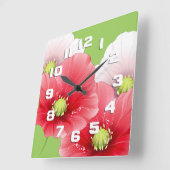 Horloge Carrée Floral de Pretty Poppies (Angle)