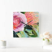 Horloge Carrée Floral I (Maison)