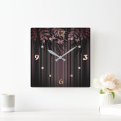 Horloge Carrée Floral, rayé, rétro (Maison)