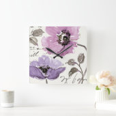 Horloge Carrée Floral Valse Plum Aquarelle Fleurs (Maison)
