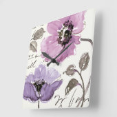 Horloge Carrée Floral Valse Plum Aquarelle Fleurs (Angle)