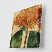 Horloge Carrée Floral Vibrant I (Angle)