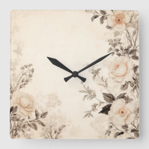 Horloge Carrée Floral vintage