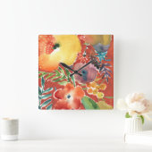 Horloge Carrée Flore abondante III (Maison)