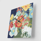 Horloge Carrée Flore de minuit IV (Angle)