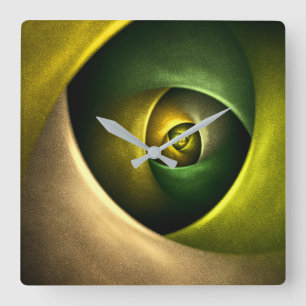 Horloge Carrée Flore verte Florale moderne Art Abstrait Motif #23