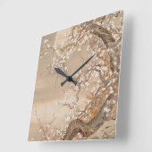 Horloge Carrée Flores de prunes japonaises (Angle)