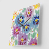 Horloge Carrée Flores violetas (Angle)