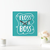 Horloge Carrée Floss Comme Un Boss | Phrase dentaire (Maison)