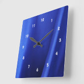 Horloge Carrée Flow Blue Silk Fabric Abstrait (Angle)