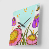 Horloge Carrée Flower Meadow (Angle)