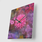 Horloge Carrée Flowers (Angle)