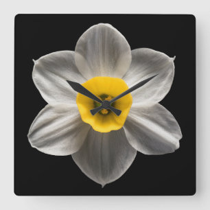 Horloge Carrée Flowers (homonymie) Flower blanc