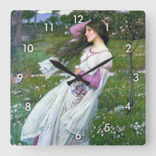 Horloge Carrée Flowers in the Wind, John William Waterhouse