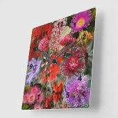 Horloge Carrée Flowers sauvages australiens (Angle)