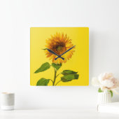 Horloge Carrée Flowers | Sunflower on Yellow (Maison)