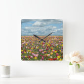Horloge Carrée Flowers | Tulips Willamette Valley Oregon (Maison)