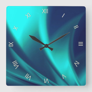 Horloge Carrée Flux de bleu