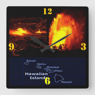 Horloge Carrée Flux de lave du volcan hawaïen
