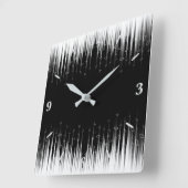 Horloge Carrée Flux De Ligne Cerclée Noir Et Blanc (Angle)