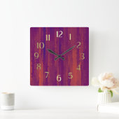 Horloge Carrée Flux Techno Plum et Orange (Maison)