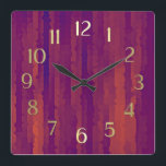 Horloge Carrée Flux Techno Plum et Orange<br><div class="desc">Plum and Orange Techno Streaks Imprimé et expédié par Zazzle ou ses partenaires.</div>