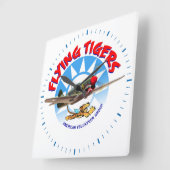 Horloge Carrée Flying Tigers (Angle)
