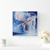 Horloge Carrée Flying Unicorn Waterfall croire Inspirational (Maison)