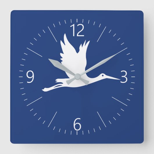 Horloge Carrée Flying white stork (Recto)