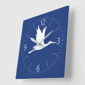 Horloge Carrée Flying white stork (Angle)