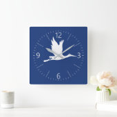Horloge Carrée Flying white stork (Maison)
