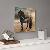 Foggy Friesian Morning - Cheval