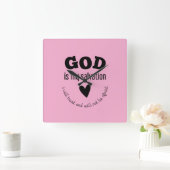 Horloge Carrée Foi : Dieu est mon salut (Maison)