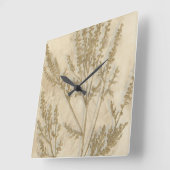 Horloge Carrée Foliage doré II (Angle)