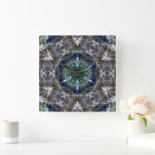 Horloge Carrée Folk Mandala (Maison)
