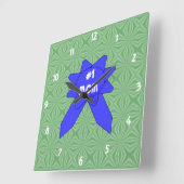 Horloge Carrée Fond texturé interchangeable avec ruban bleu #1 Ma (Angle)