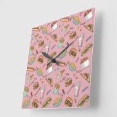 Horloge Carrée Foodie Faves Fabulous Pattern (Angle)