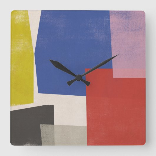 Horloge Carrée Foolscap - Colorblocks modernes (Recto)
