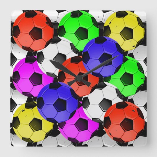 Horloge Carrée Football américain multicolore (Recto)