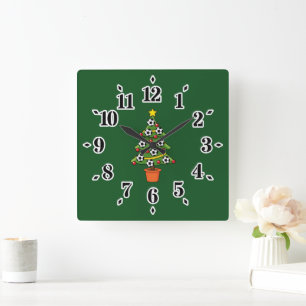 Horloge Carrée Football Football Arbre de Noël