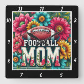 Horloge Carrée Football Mom Floral (Recto)