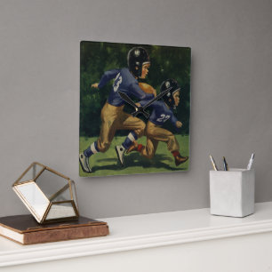 Horloge Carrée Football Vintage, Enfants, Garçons Jouant au Sport