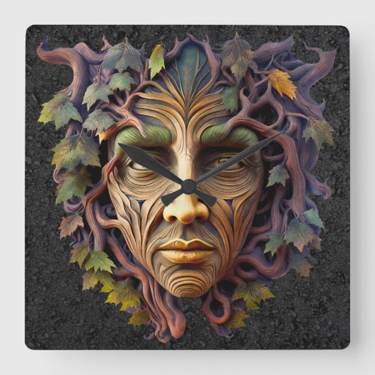 Horloge Carrée Forest Carving Wall Clock (Recto)