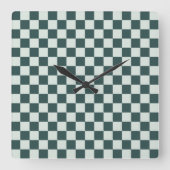 Horloge Carrée Forest green moss checkerboard pattern (Recto)