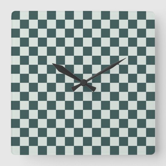 Horloge Carrée Forest green moss checkerboard pattern (Recto)