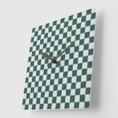 Horloge Carrée Forest green moss checkerboard pattern (Angle)